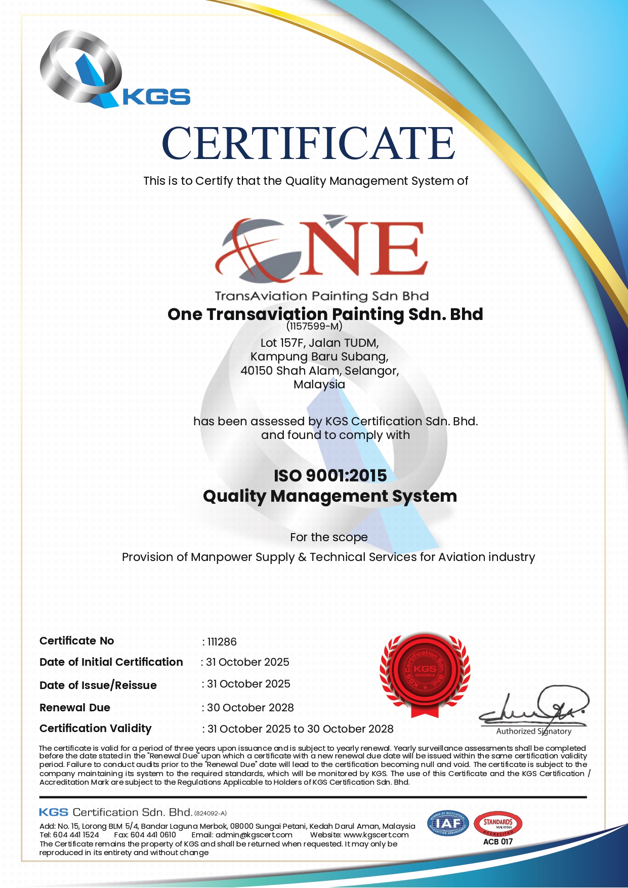 ISO 9001:2015 Certificate